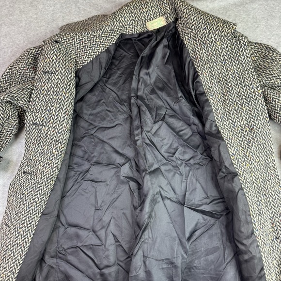 Vintage Jill Tweed Long Coat Women's Sz L Herringbone Wool Overcoat Made USA - Picture 8 of 16